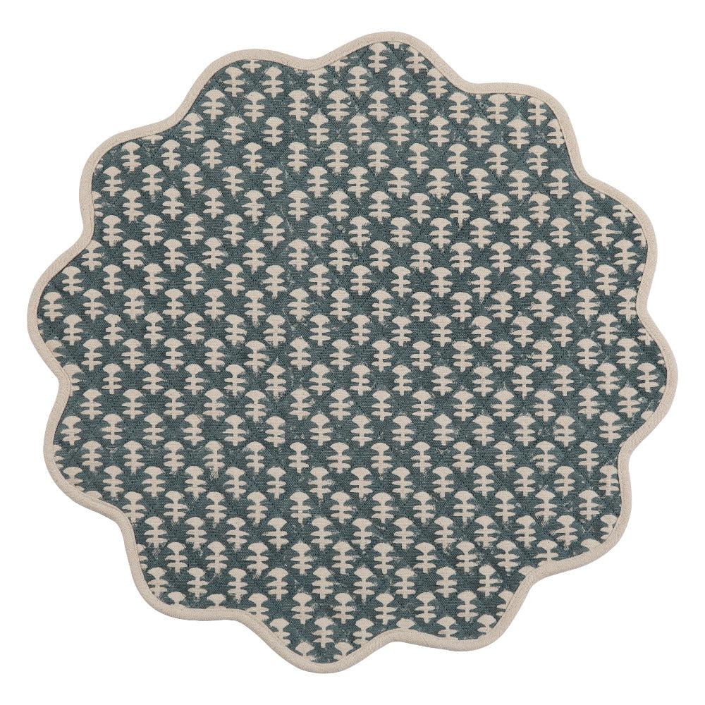 Quilted and scalloped placemats - Boti Teal
