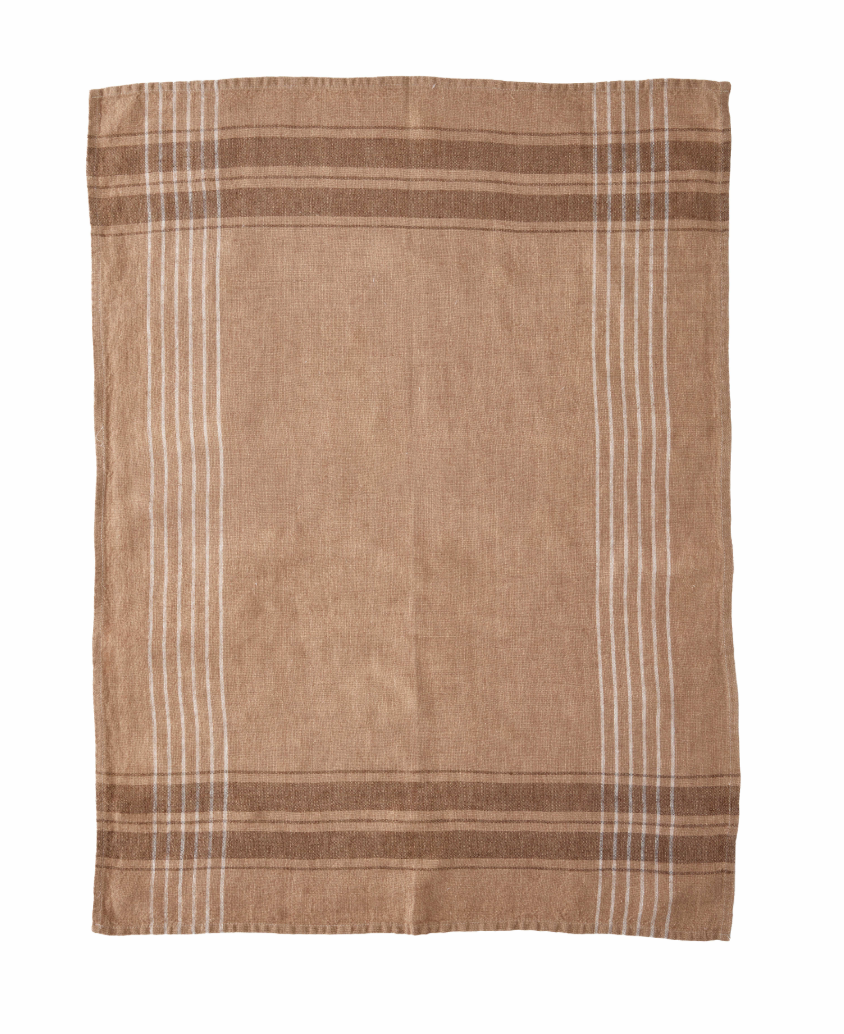 Picnic Stripe Linen Tea Towel - Earth