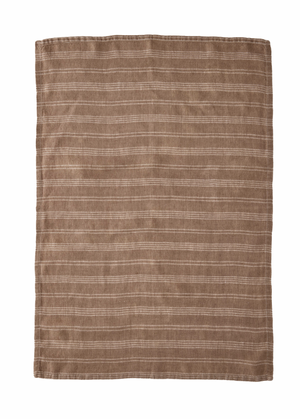 Saville Stripe Linen Tea Towel - Earth