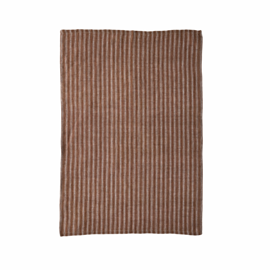 Ticking Stripe Linen Tea Towel - Earth