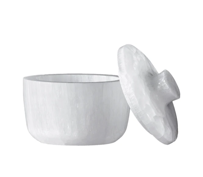 Selenite Jar w/lid