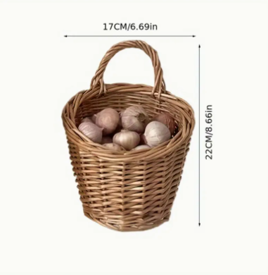 Hand Woven Rattan Wall Hanging Basket - Small